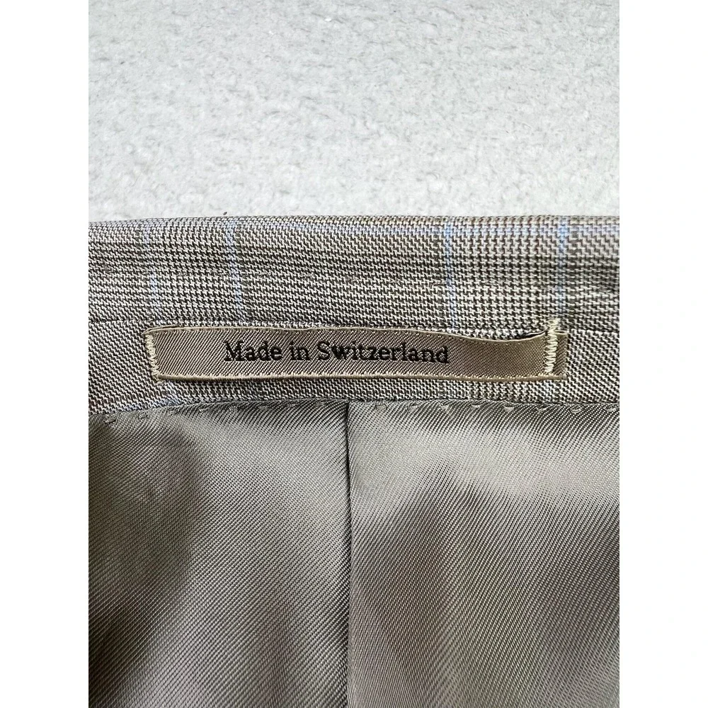 Ermenegildo Zegna Blazer Mens 46L Light Gray Glen Plaid Trofeo Wool Suit‎ Jacket